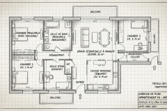 Modèle A : Appartement F4 optimisé (105 m²). Une distribution parfaite entre zone de vie et espace nuit pour un confort total.